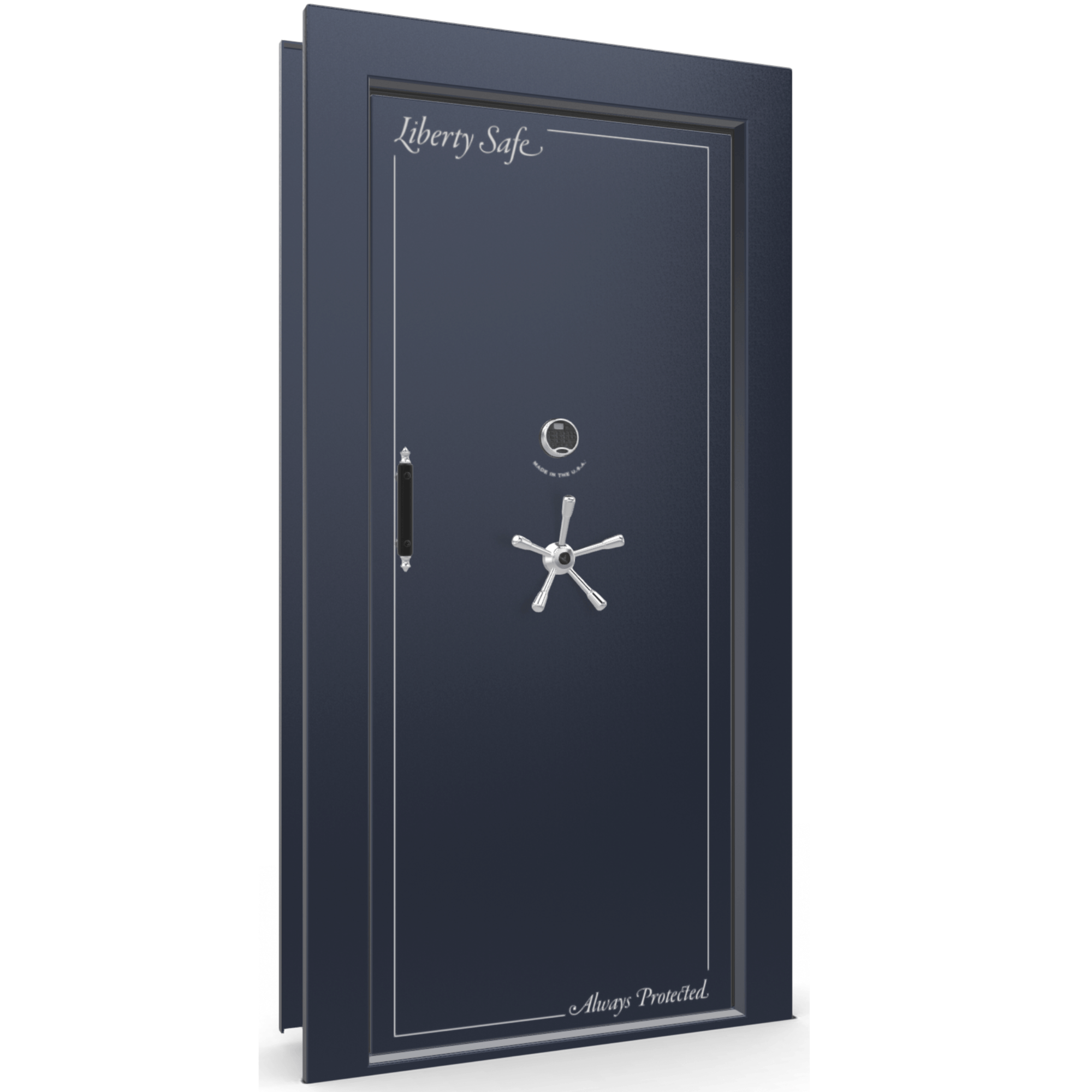 Vault Door Series | In-Swing | Right Hinge | Blue Gloss | Electronic Lock - closed