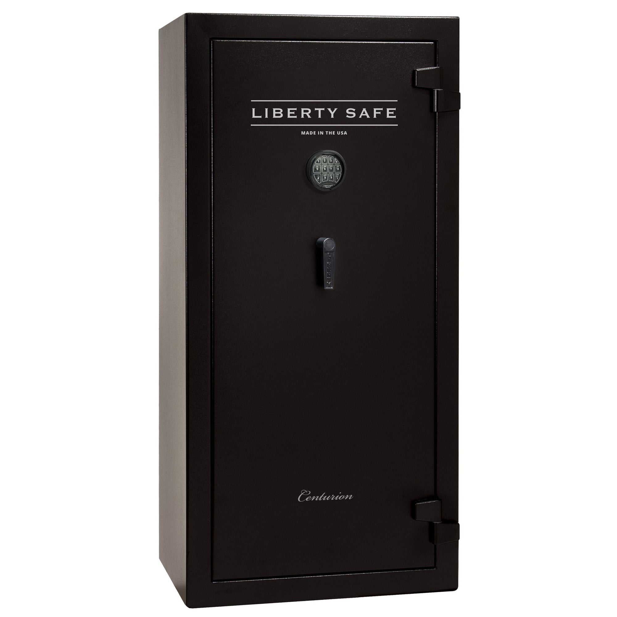 Centurion DLX 24 | Level 1 Security | 40 Minute Fire Protection | Dimensions: 59.5" x 28.25" x 20" | Textured Black | Chrome | Elock - Drop Handle Promotion - Closed Door