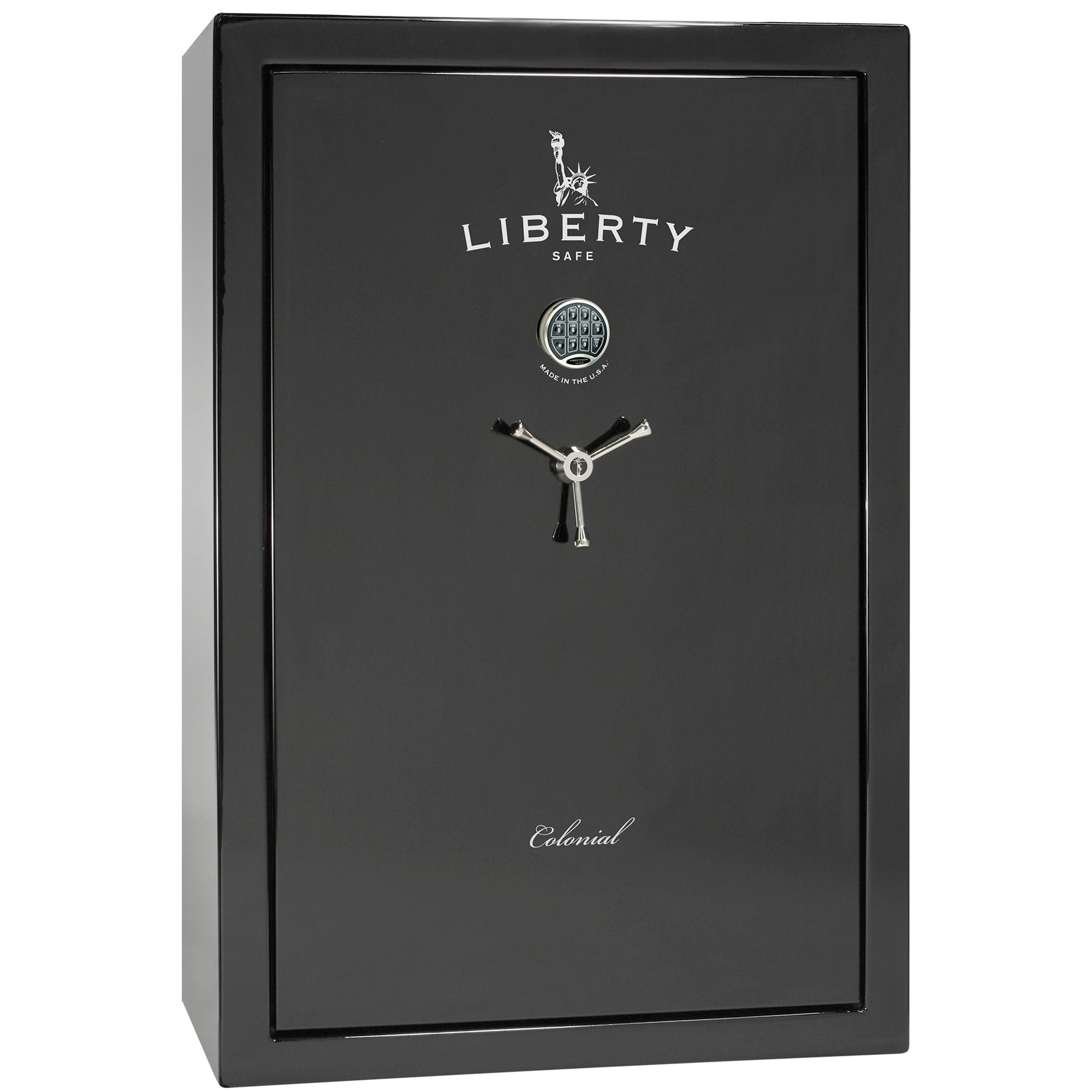 Colonial 35 | Pro Flex Interior | Level 4 Security | 75 Minute Fire Protection | Dimensions: 60.5"(H) x 42"(W) x 22"(D) | Up to 45 Long Guns | Black Gloss | Electronic Lock - Closed