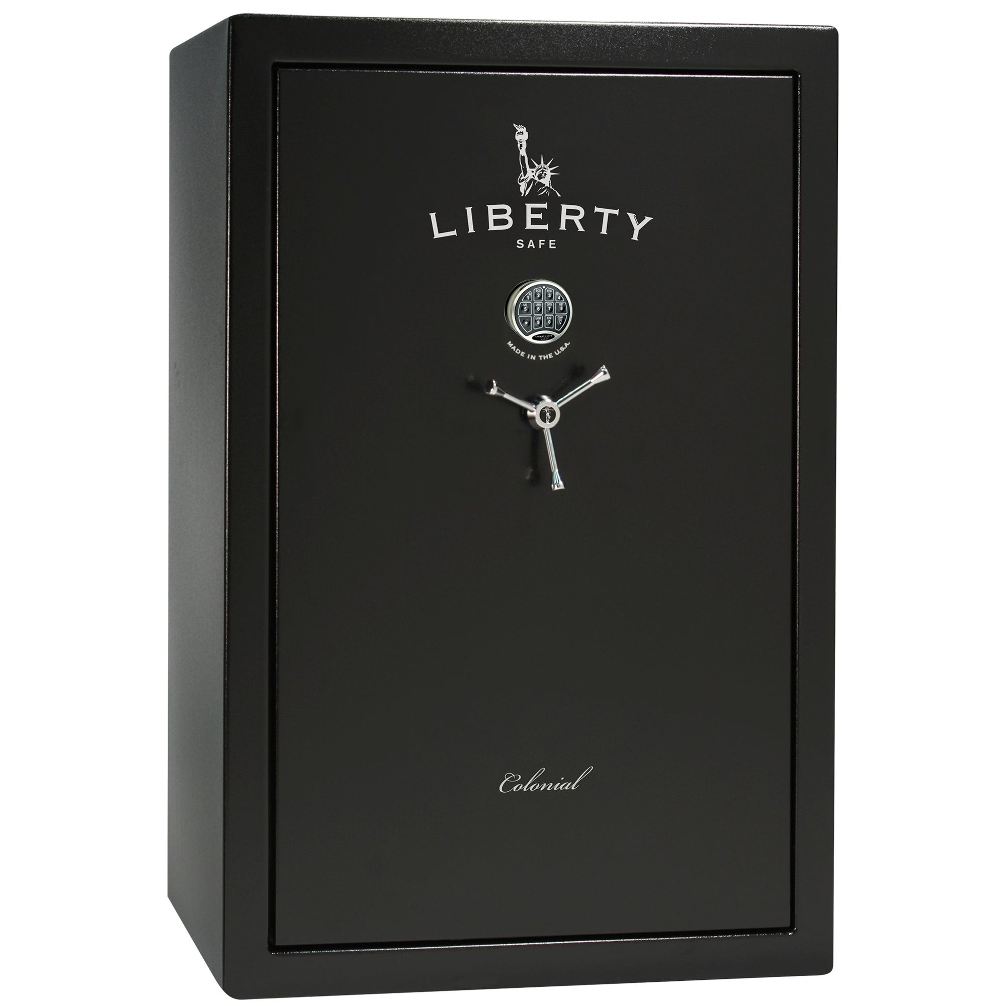 Colonial Series | Level 4 Security | 75 Minute Fire Protection | 35 | DIMENSIONS: 60.5"(H) X 42”(W) X 22"(D*) | Black Textured | Electronic Lock - closed