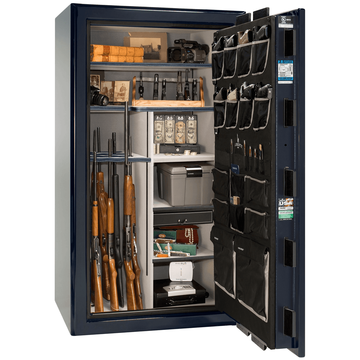 Presidential Series | Level 8 Security | 2.5 Hours Fire Protection | 40 | Dimensions: 66.5&quot;(H) x 36.25&quot;(W) x 27.75&quot;(D*) | Blue Gloss | Chrome Hardware | Electronic Lock