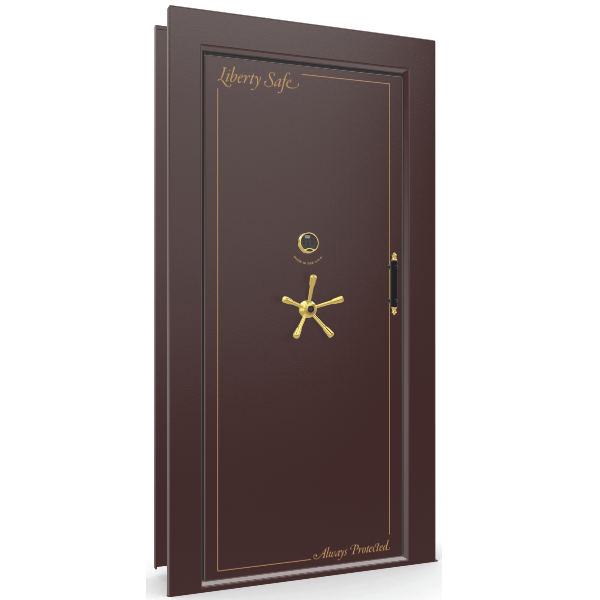 Vault Door Series | In-Swing | Left  Hinge | Burgundy Marble | Electronic Lock - closed