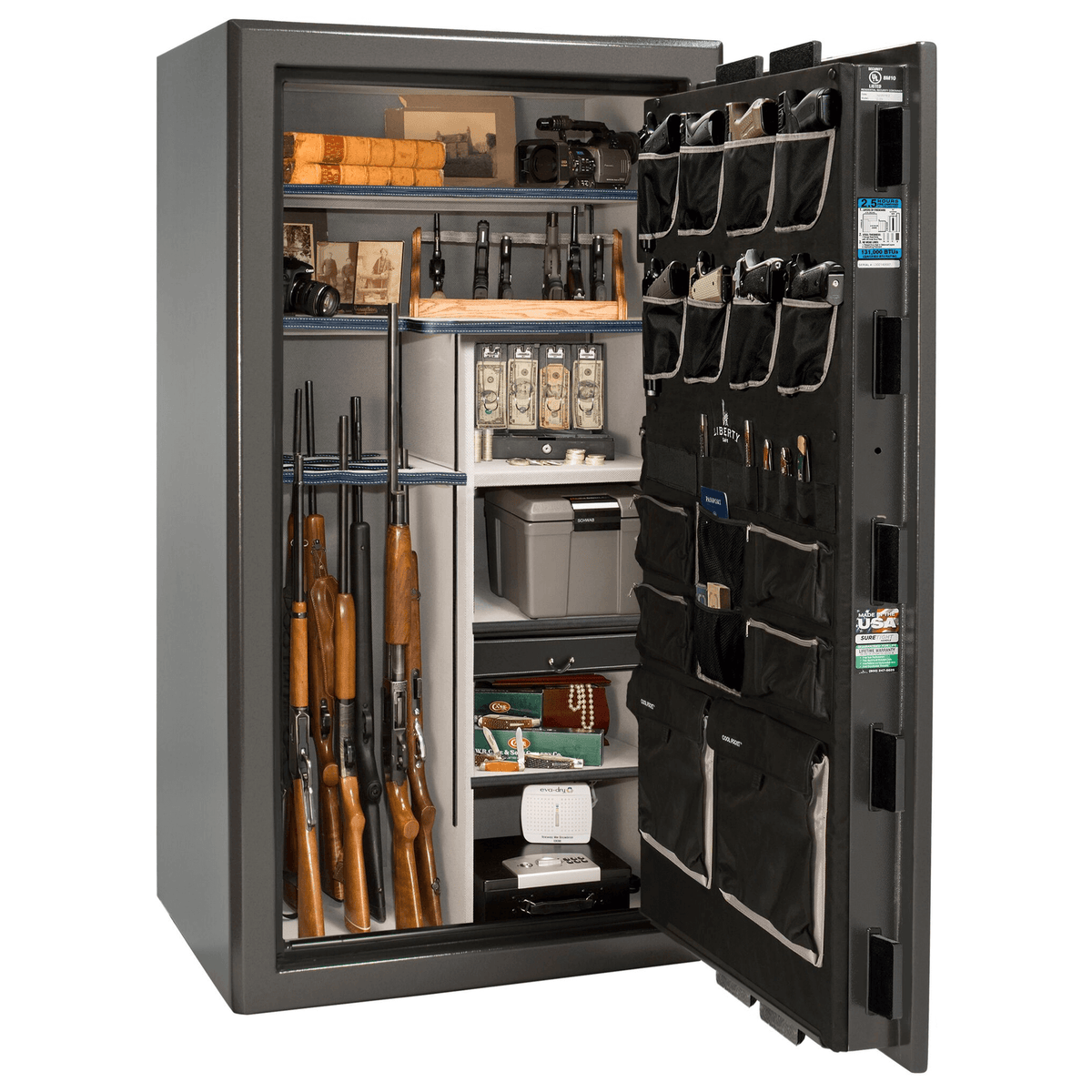 Presidential Series | Level 8 Security | 2.5 Hours Fire Protection | 40 | Dimensions: 66.5&quot;(H) x 36.25&quot;(W) x 27.75&quot;(D*) | Gray Marble | Black Chrome Hardware | Mechanical Lock