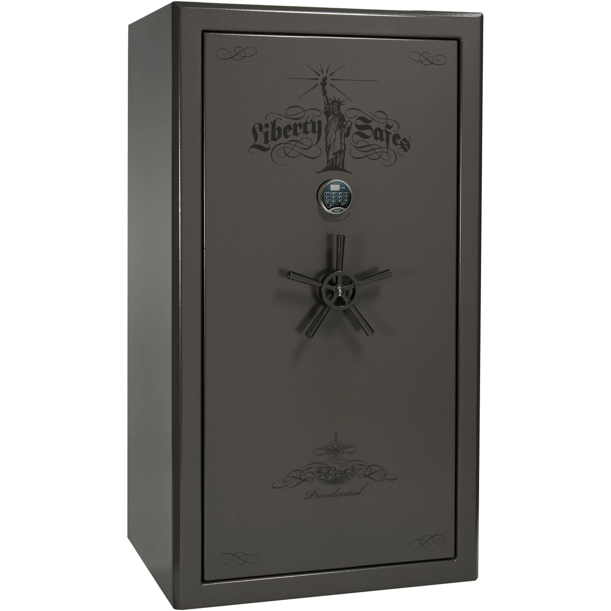 Presidential Series | Level 8 Security | 2.5 Hours Fire Protection | 40 | Dimensions: 66.5&quot;(H) x 36.25&quot;(W) x 32&quot;(D) | Gray Marble | Black Chrome Hardware | Electronic Lock