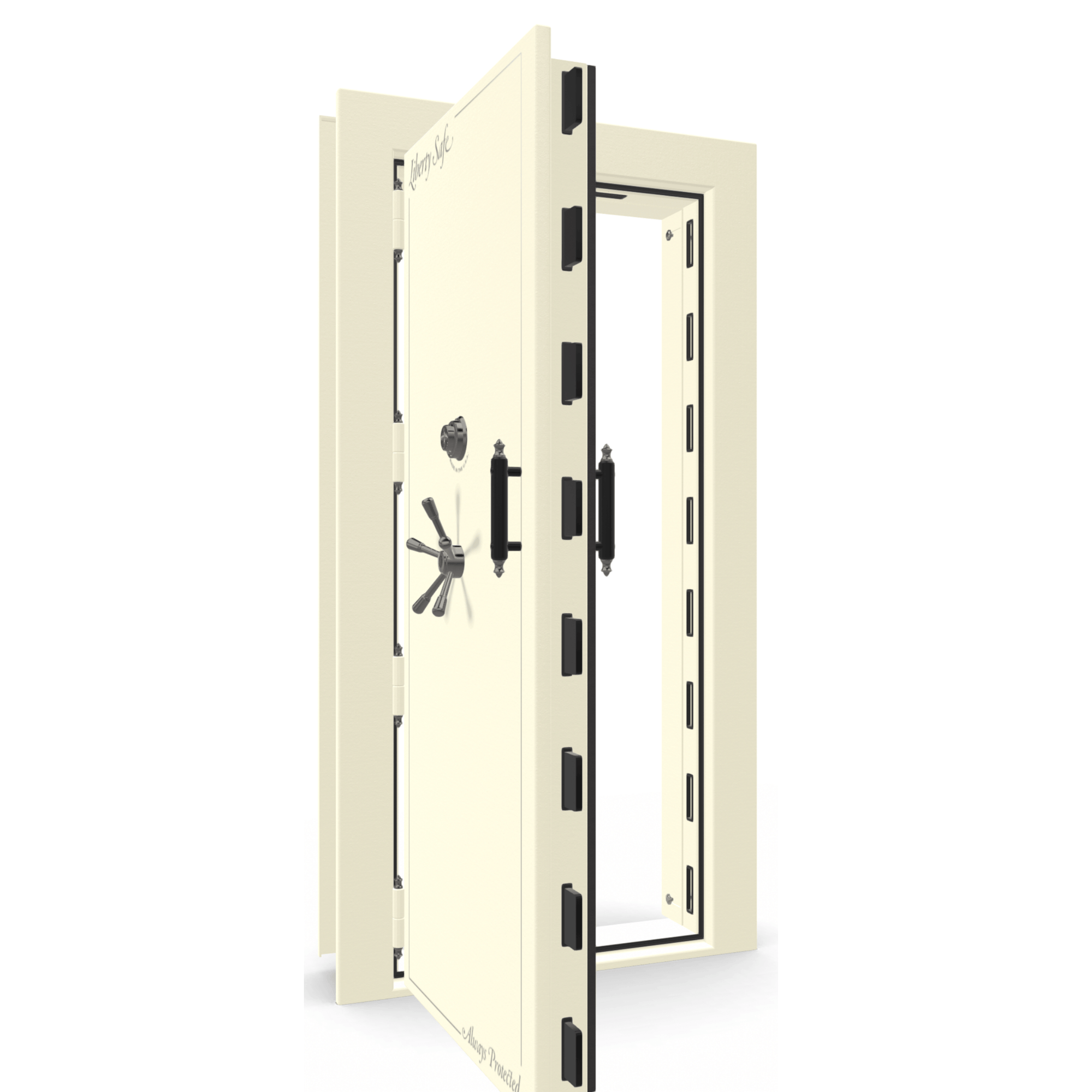 Vault Door Series | Out-Swing | Left  Hinge | White Marble | Mechanical Lock - open