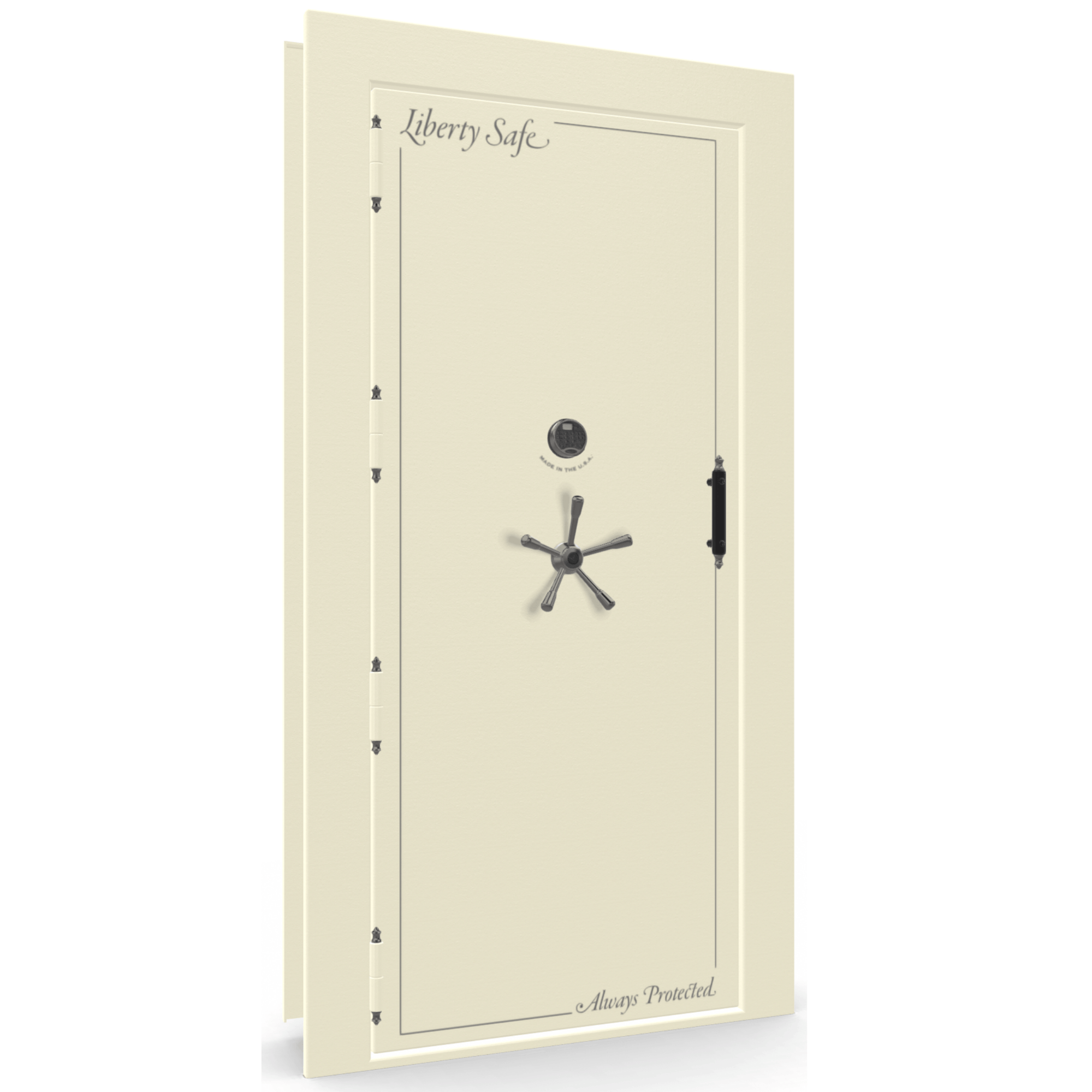 Vault Door Series | Out-Swing | Left  Hinge | White Marble | Electronic Lock - closed