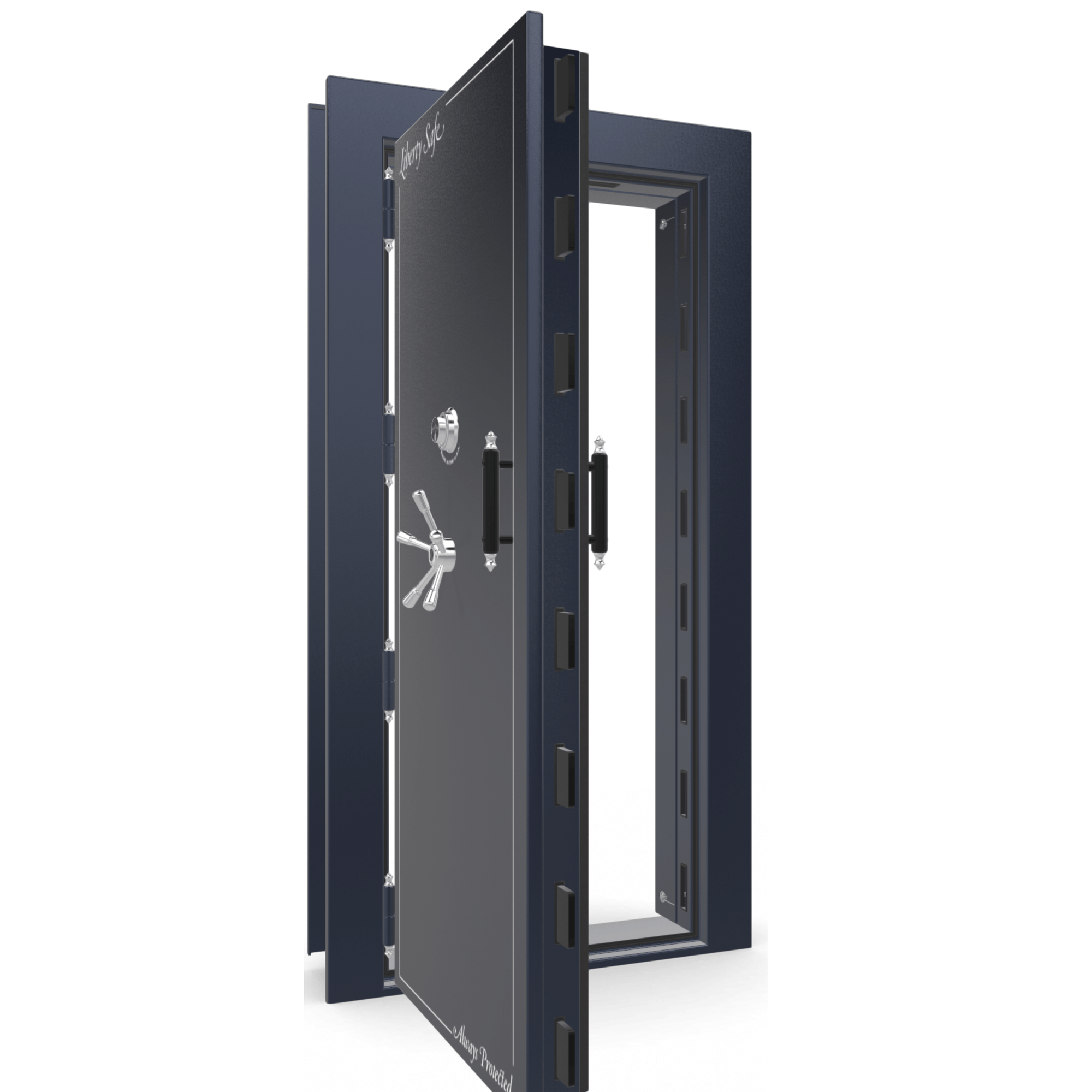 Vault Door Series | Out-Swing | Left  Hinge | Blue Gloss | Mechanical Lock - open