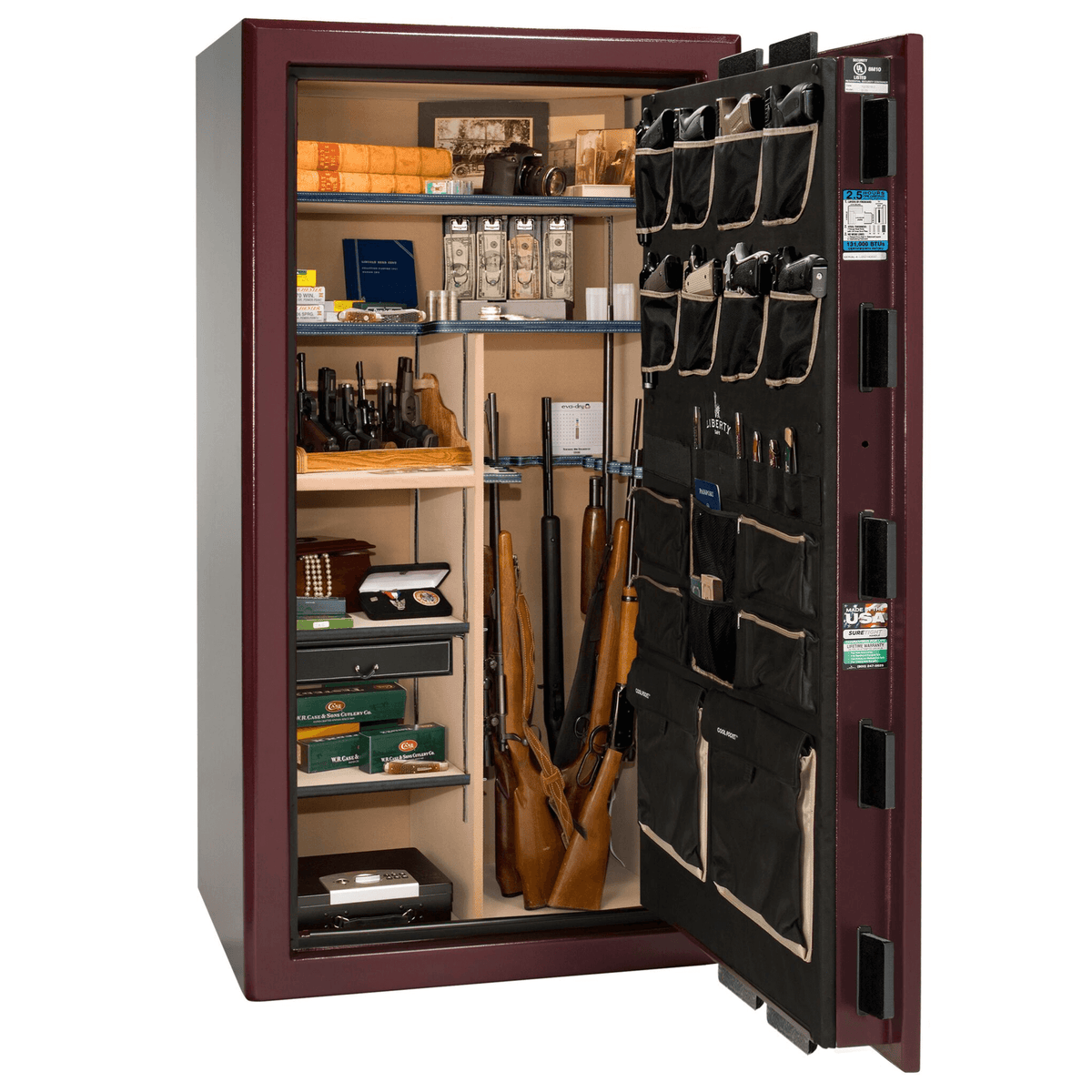 Presidential Series | Level 8 Security | 2.5 Hours Fire Protection | 40 | Dimensions: 66.5&quot;(H) x 36.25&quot;(W) x 27.75&quot;(D*) | Burgundy Marble | Gold Hardware | Mechanical Lock