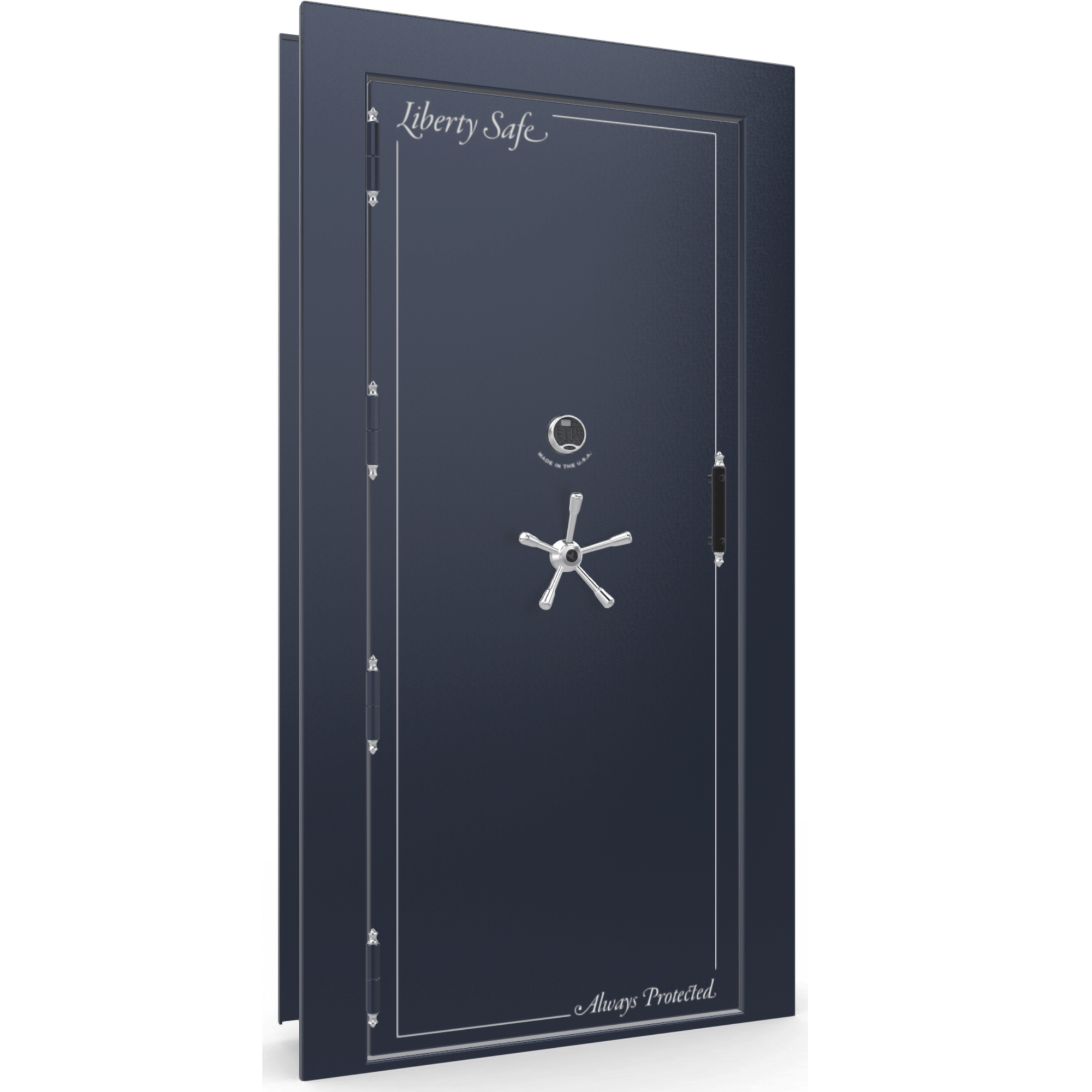 Vault Door Series | Out-Swing | Left  Hinge | Blue Gloss | Electronic Lock - closed