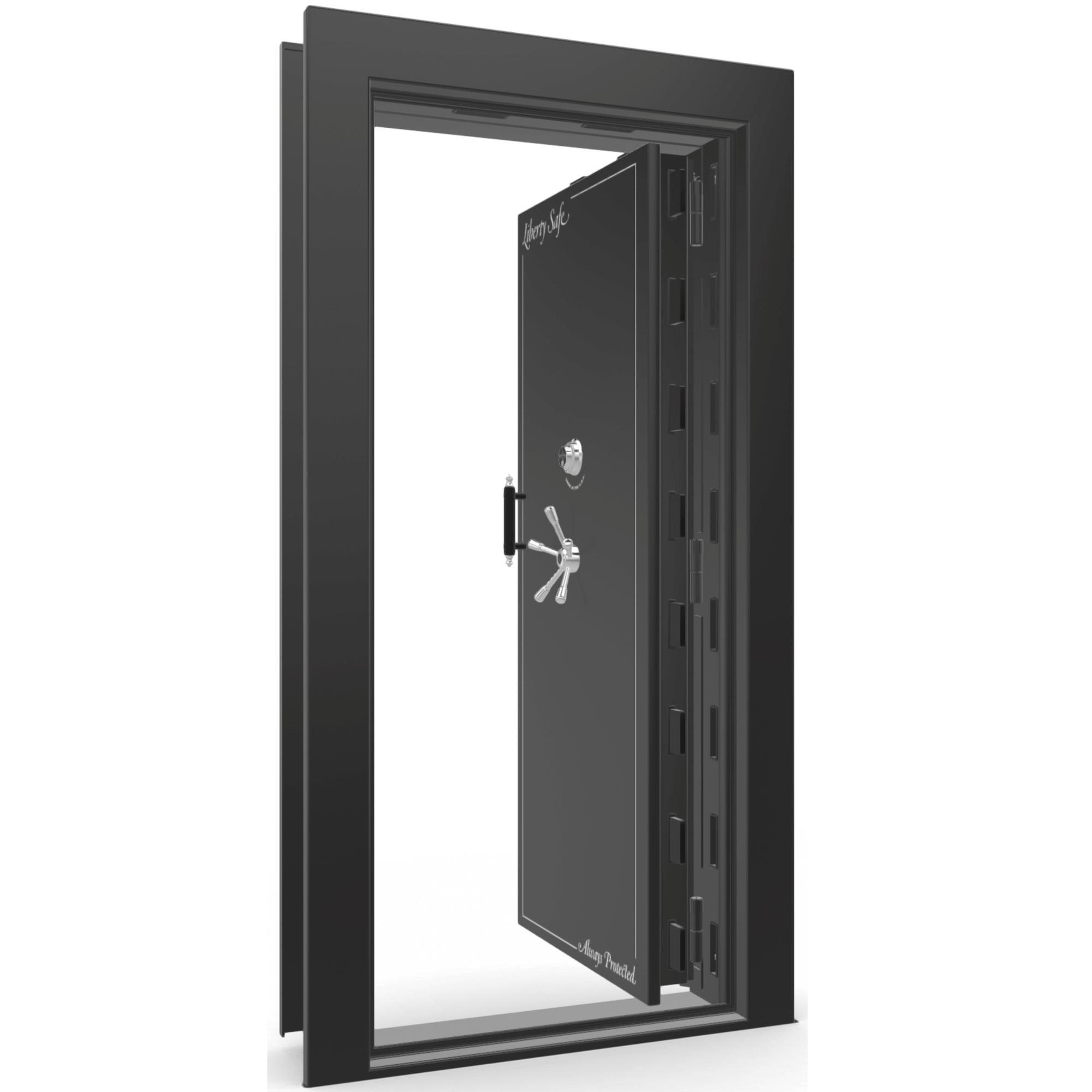 Vault Door Series | In-Swing | Right Hinge | Black Gloss | Mechanical Lock - open