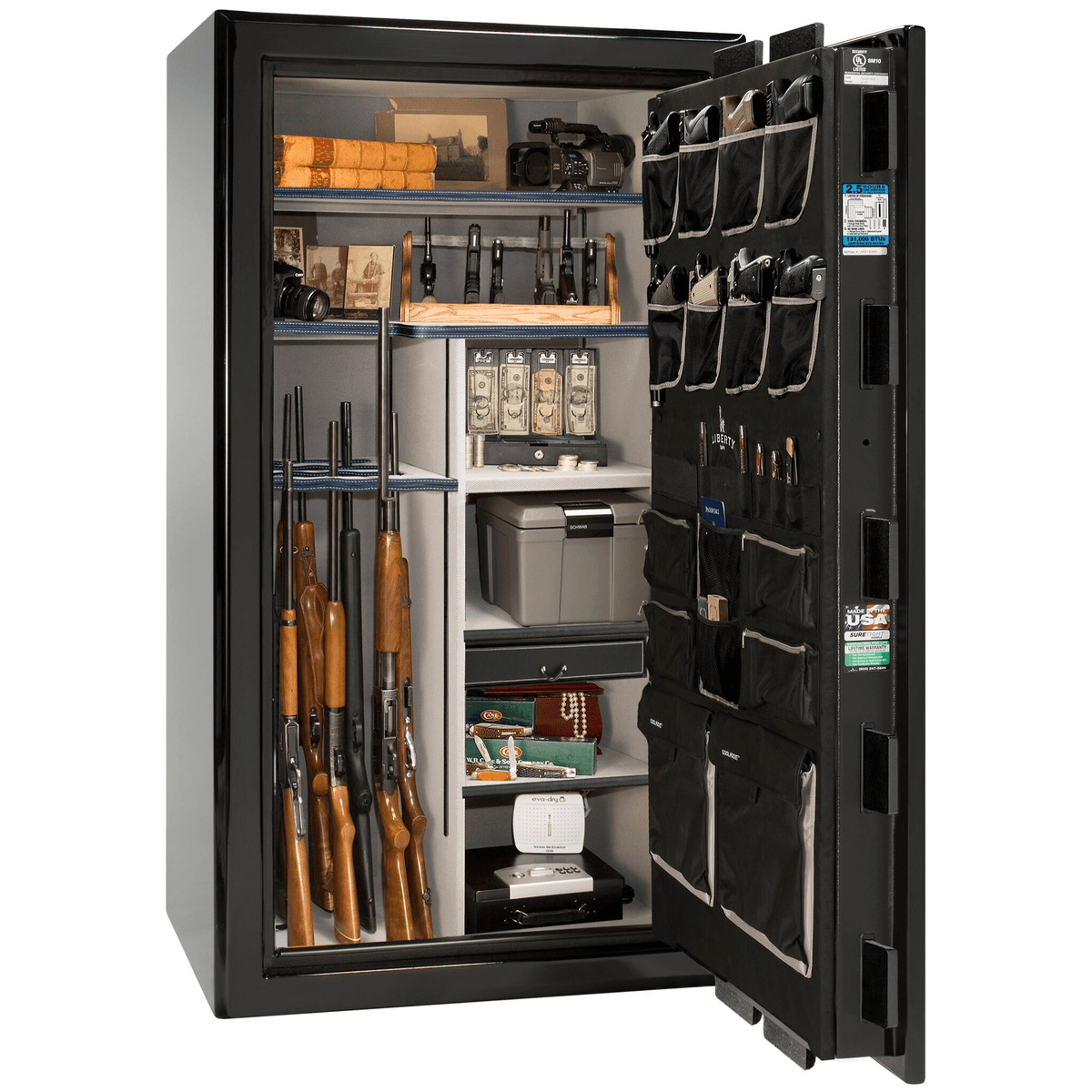 Presidential Series | Level 8 Security | 2.5 Hours Fire Protection | 40 | Dimensions: 66.5&quot;(H) x 36.25&quot;(W) x 27.75&quot;(D*) | Black Gloss | Chrome Hardware | Electronic Lock