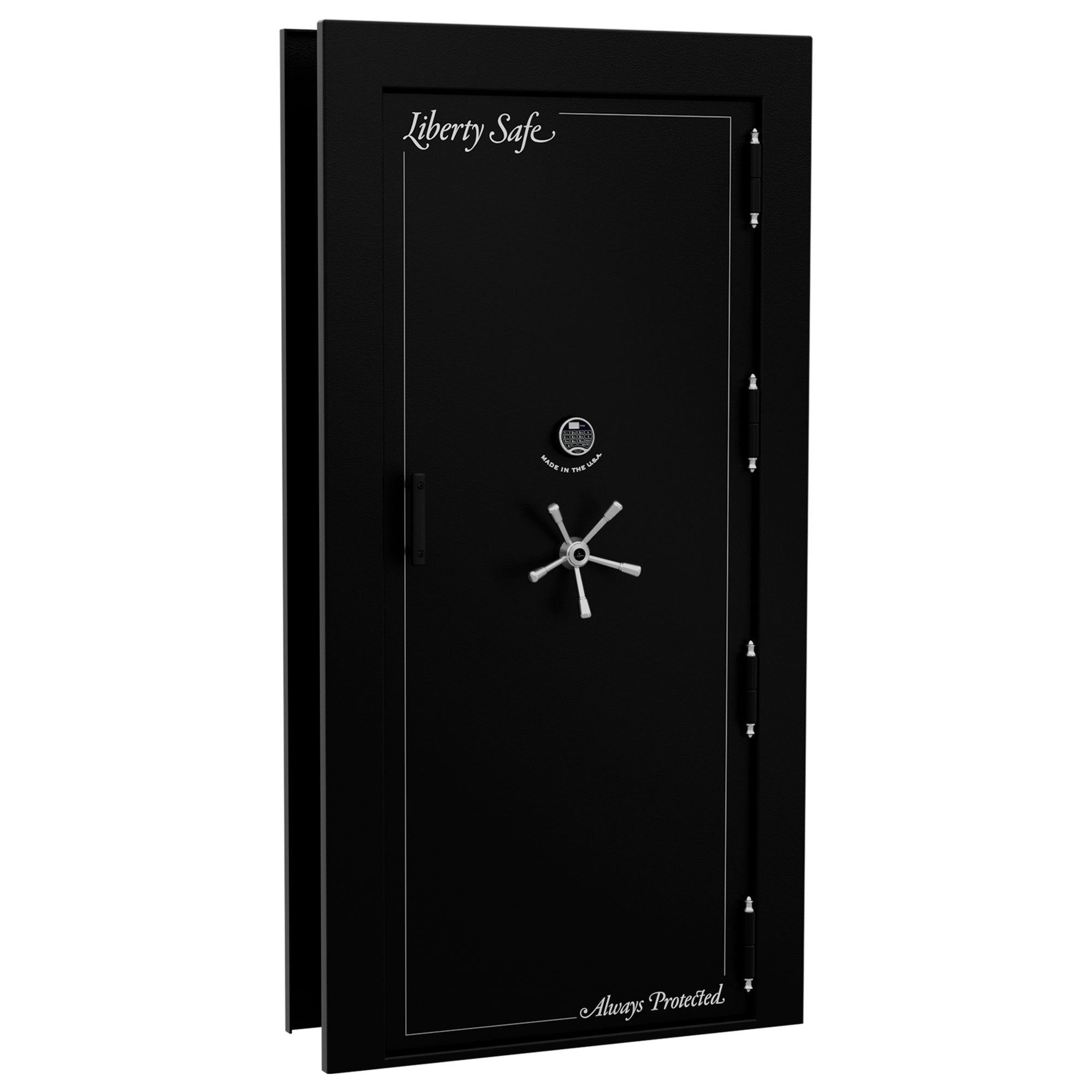 Vault Door Series | Out-Swing | Right  Hinge | Black Textured | Electronic Lock - closed