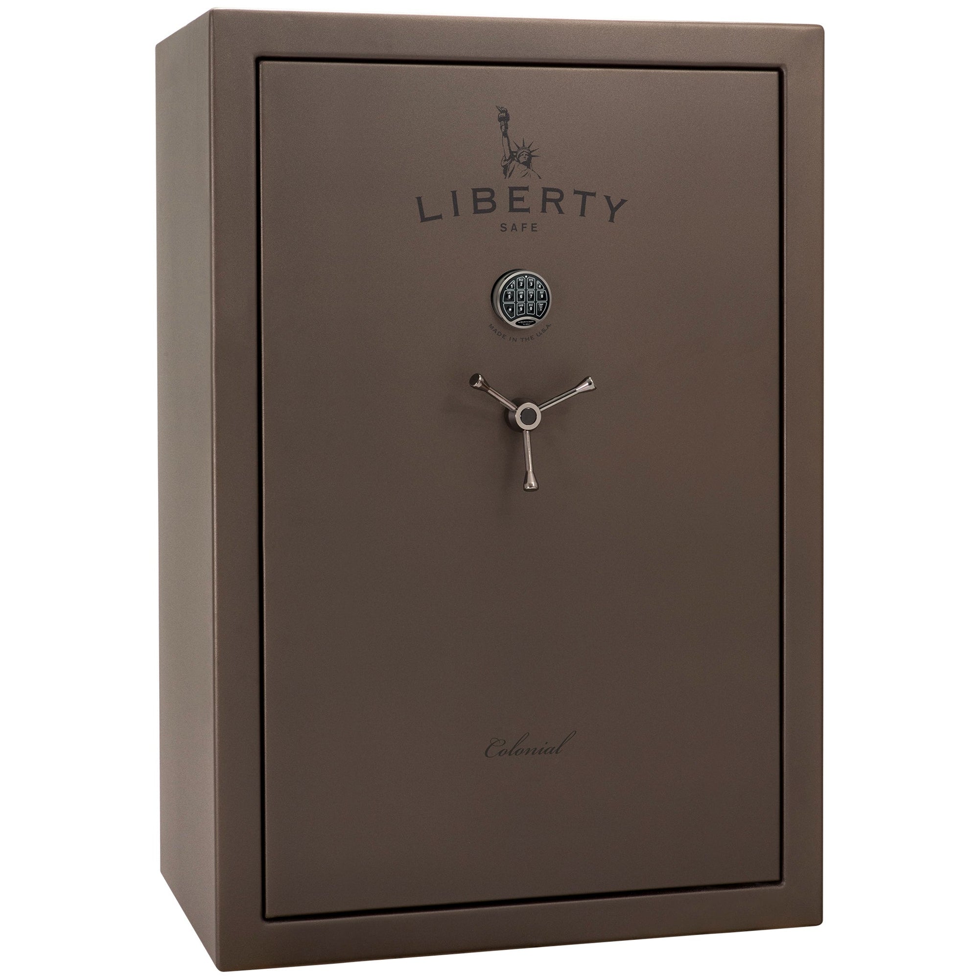 Colonial 35 | Pro Flex Interior | Level 4 Security | 75 Minute Fire Protection | Dimensions: 60.5"(H) x 42"(W) x 22"(D) | Up to 45 Long Guns | Bronze Textured | Electronic Lock – Closed