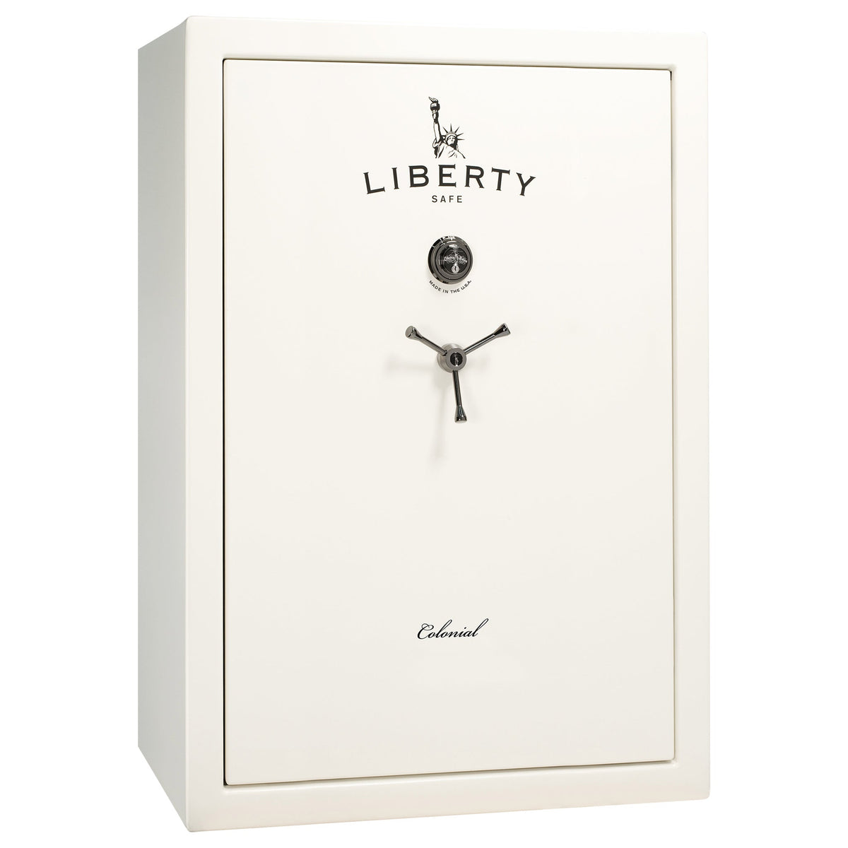 Colonial Series | Level 4 Security | 75 Minute Fire Protection | 35 | DIMENSIONS: 60.5&quot;(H) X 42”(W) X 22&quot;(D*) | White Gloss Black Chrome | Mechanical Lock - closed
