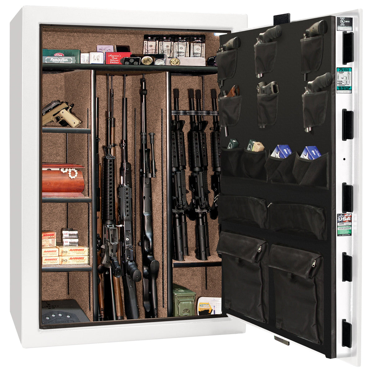 Colonial Series | Level 4 Security | 75 Minute Fire Protection | 35 | DIMENSIONS: 60.5&quot;(H) X 42”(W) X 22&quot;(D*) | White Gloss Brass | Mechanical Lock - open