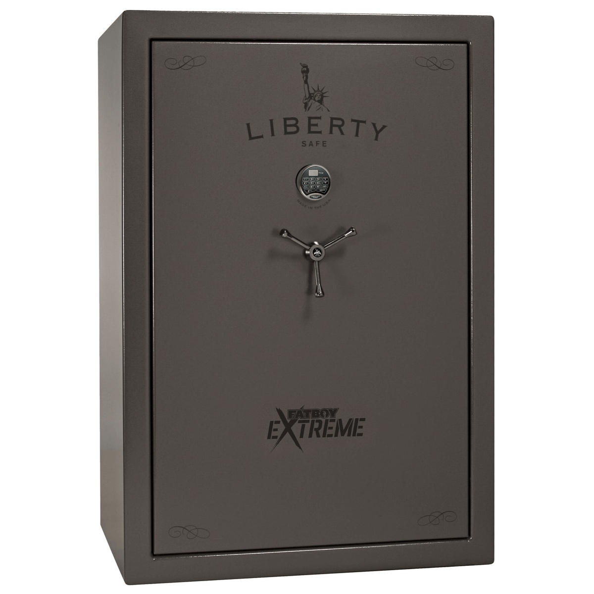 Fatboy | Extreme 6-in-One Flex Interior | Level 5 Security | 110 Minute Fire Protection | Dimensions: 60.5&quot;(H) x 42&quot;(W) x 27.5&quot;(D) | Up to 60 Long Guns | Gray Marble | Electronic Lock - Closed