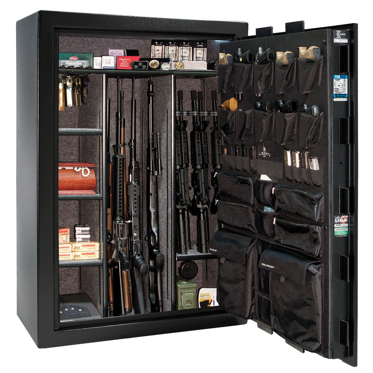 Fatboy | Extreme 6-in-One Flex Interior | Level 5 Security | 110 Minute Fire Protection | Dimensions: 60.5&quot;(H) x 42&quot;(W) x 27.5&quot;(D) | Up to 60 Long Guns | Black Textured | Electronic Lock - Open