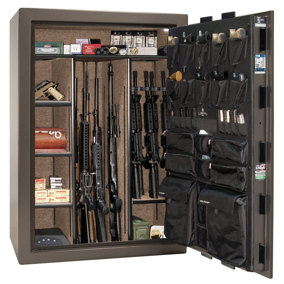 Fatboy | Extreme 6-in-One Flex Interior | Level 5 Security | 110 Minute Fire Protection | Dimensions: 60.5&quot;(H) x 42&quot;(W) x 27.5&quot;(D) | Up to 60 Long Guns | Bronze Textured | Electronic Lock - Open