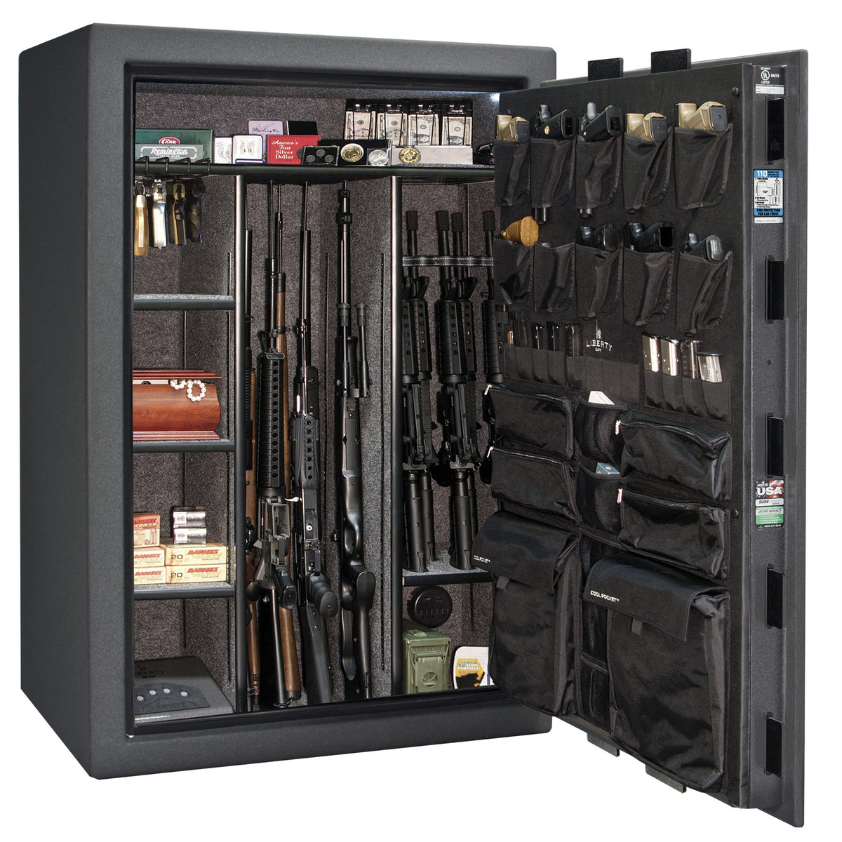 Fatboy | Extreme 6-in-One Flex Interior | Level 5 Security | 110 Minute Fire Protection | Dimensions: 60.5&quot;(H) x 42&quot;(W) x 27.5&quot;(D) | Up to 60 Long Guns | Granite Textured | Mechanical Lock - Open