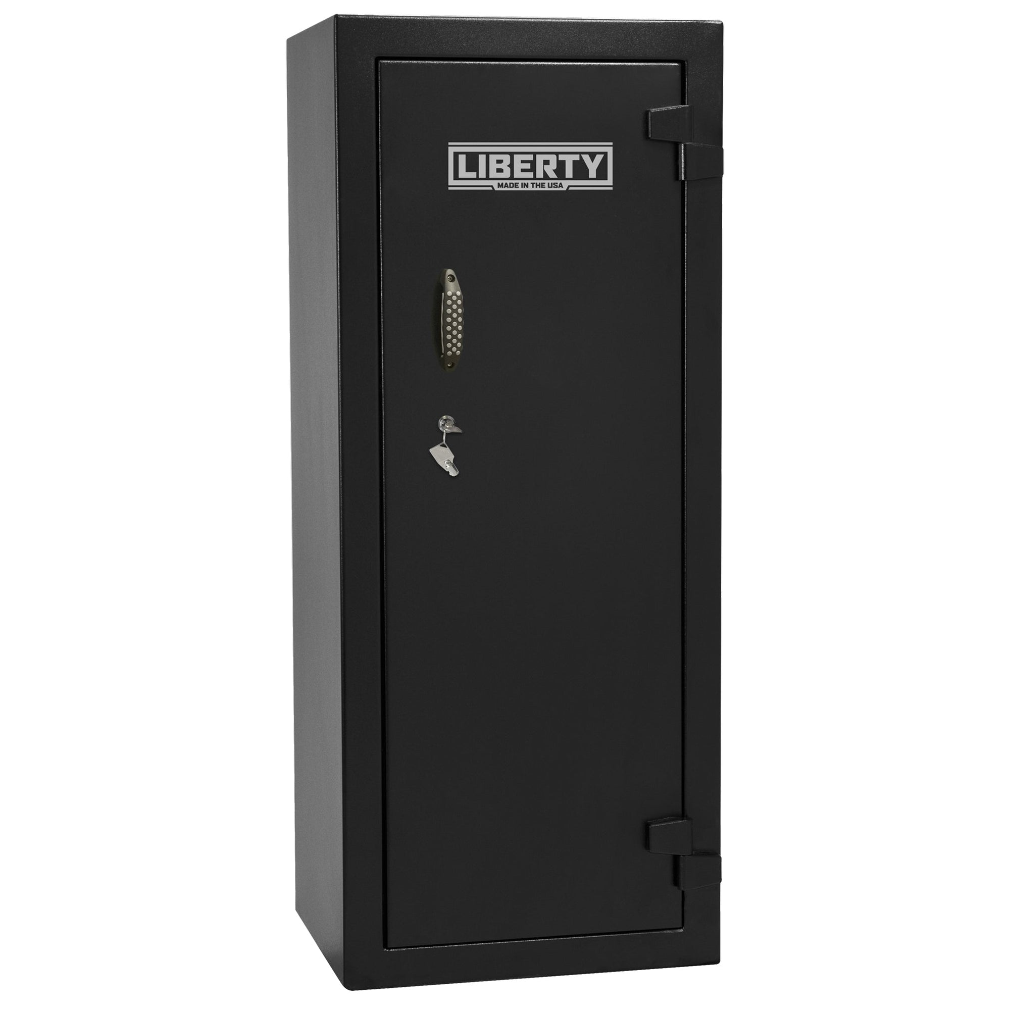 Gun Cabinet 14 | Dimensions: 59"(H) x 24"(W) x 16"(D*) | Textured Black - Closed