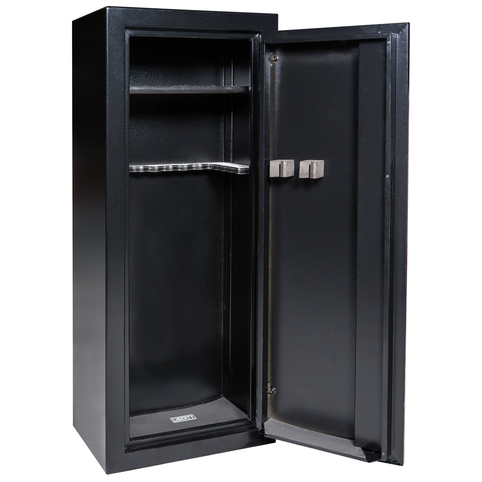 Gun Cabinet 14 | Dimensions: 59"(H) x 24"(W) x 16"(D*) | Textured Black - Closed