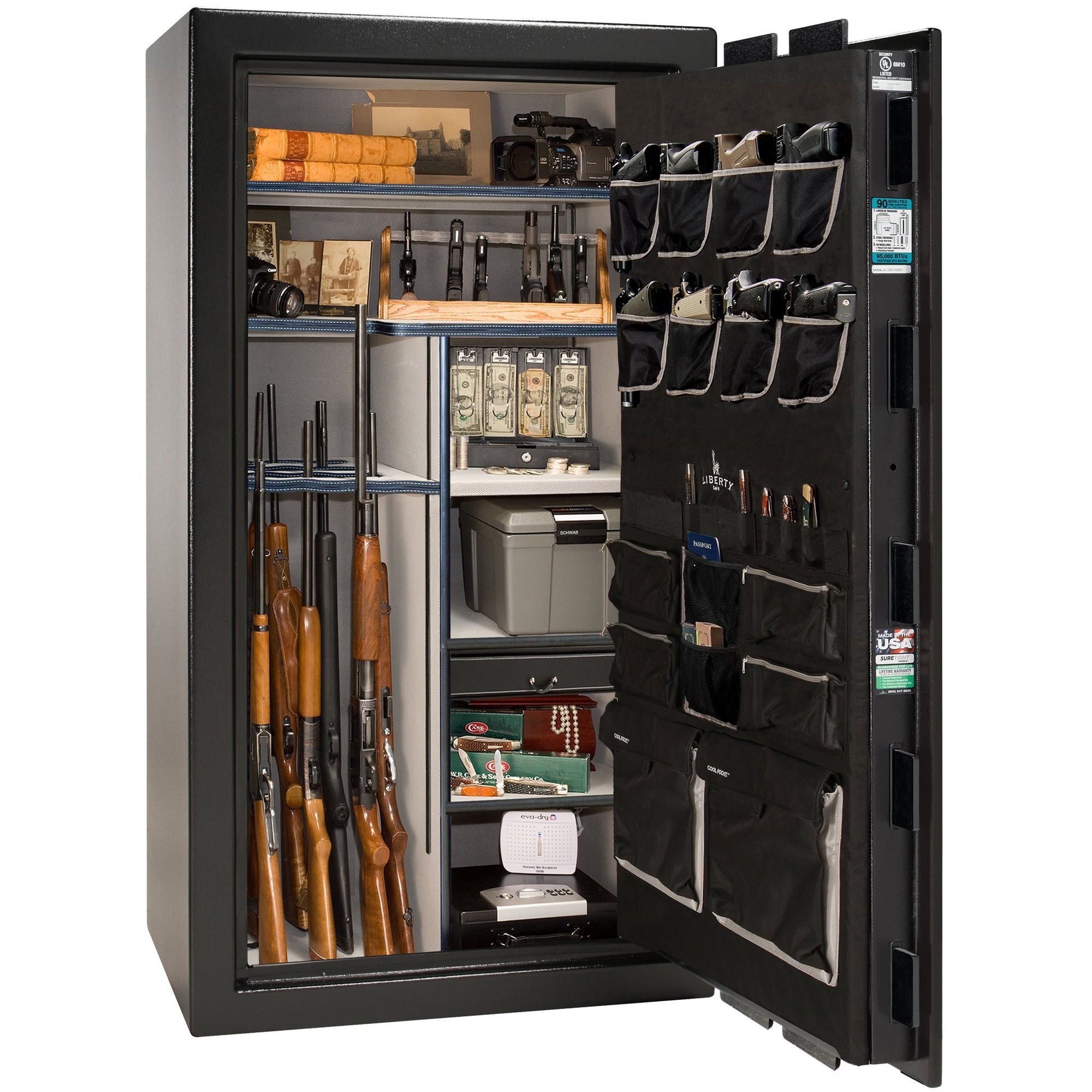 Lincoln Series | Level 7 Security | 2 Hour Fire Protection | 40 | Dimensions: 66.5"(H) x 36"(W) x 27.5”(D*) | Textured Black | Electronic Lock - Open