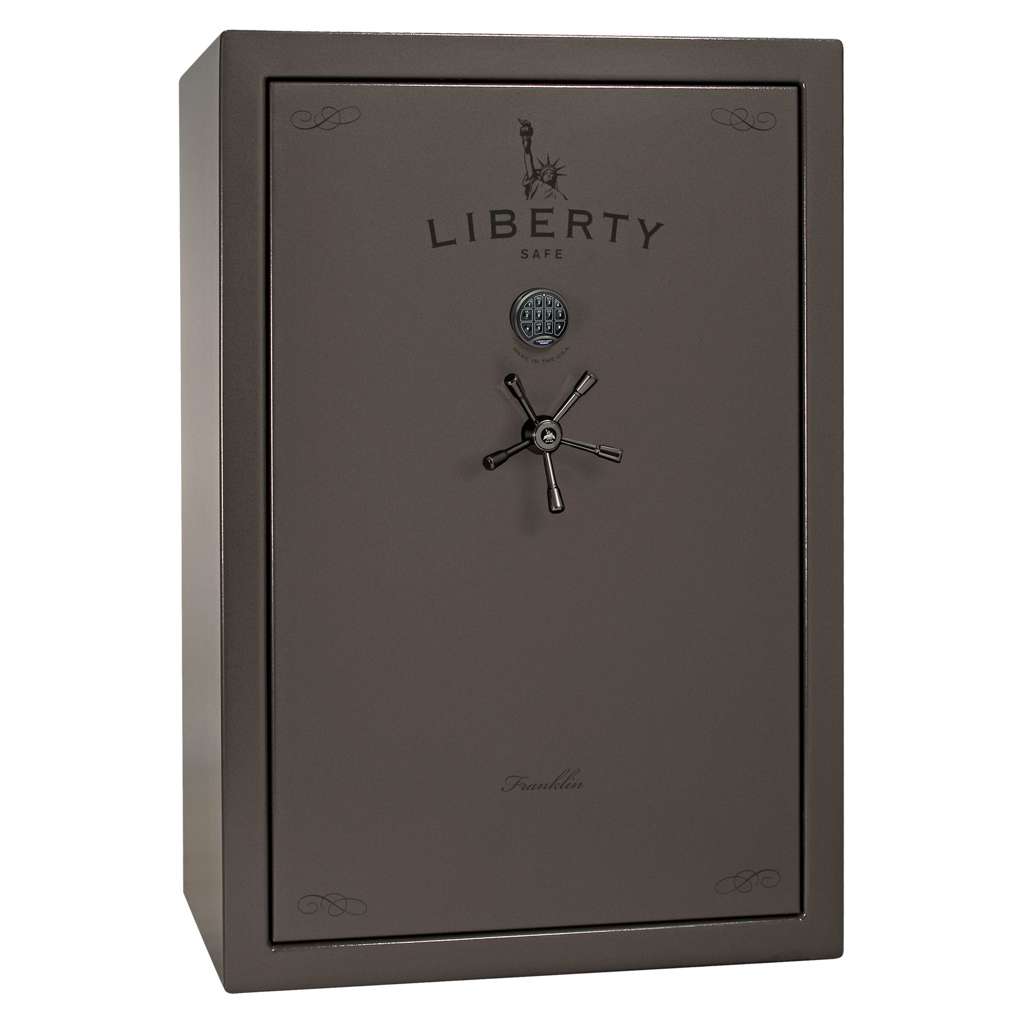 Franklin 45 | Pro Flex Interior | Level 5 Security | 110 Minute Fire Protection | Dimensions: 60.5"(H) x 42"(W) x 27.5"(D) | Up to 60 Long Guns | Gray Marble | Electronic Lock - Closed