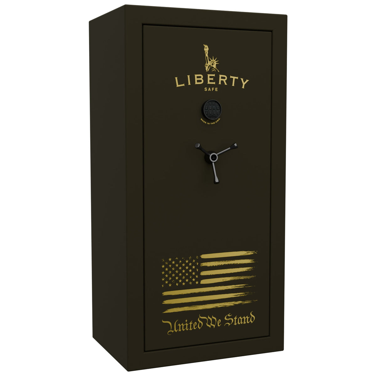 USA Series | Level 3 Security | 60 Minute Fire Rating | 30 | Dimensions: 60.5&quot;(H) x 30&quot;(W) x 22&quot;(D) | OD Green Flag Safe | Black Electronic Lock - Closed