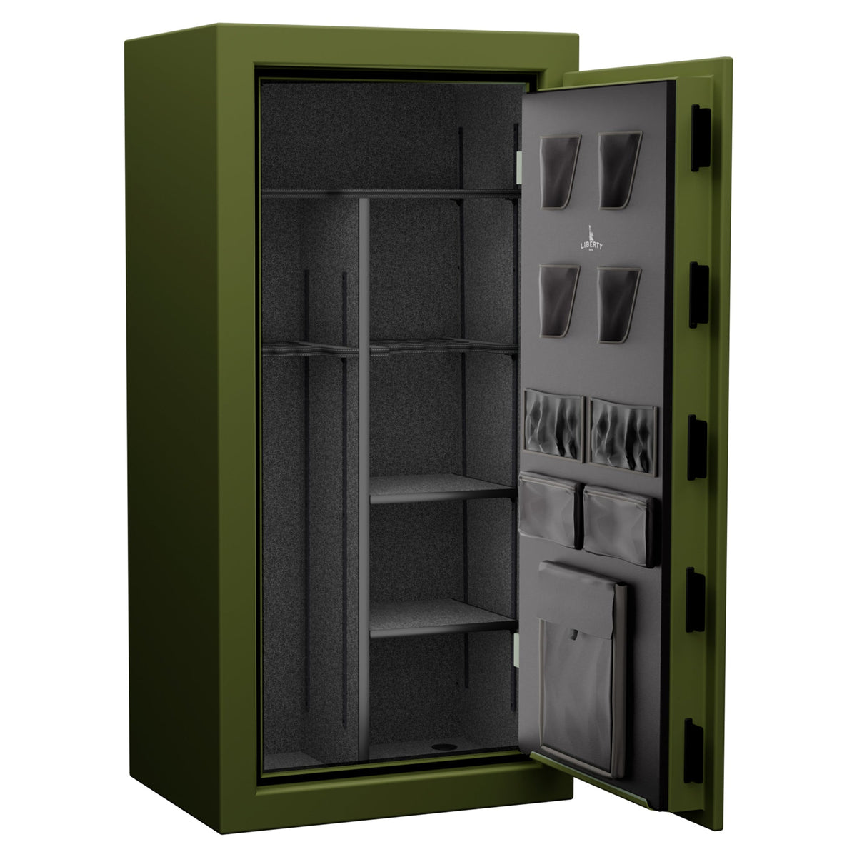 USA Series | Level 3 Security | 60 Minute Fire Rating | 30 | Dimensions: 60.5&quot;(H) x 30&quot;(W) x 22&quot;(D) | OD Green Flag Safe | Black Electronic Lock - Open