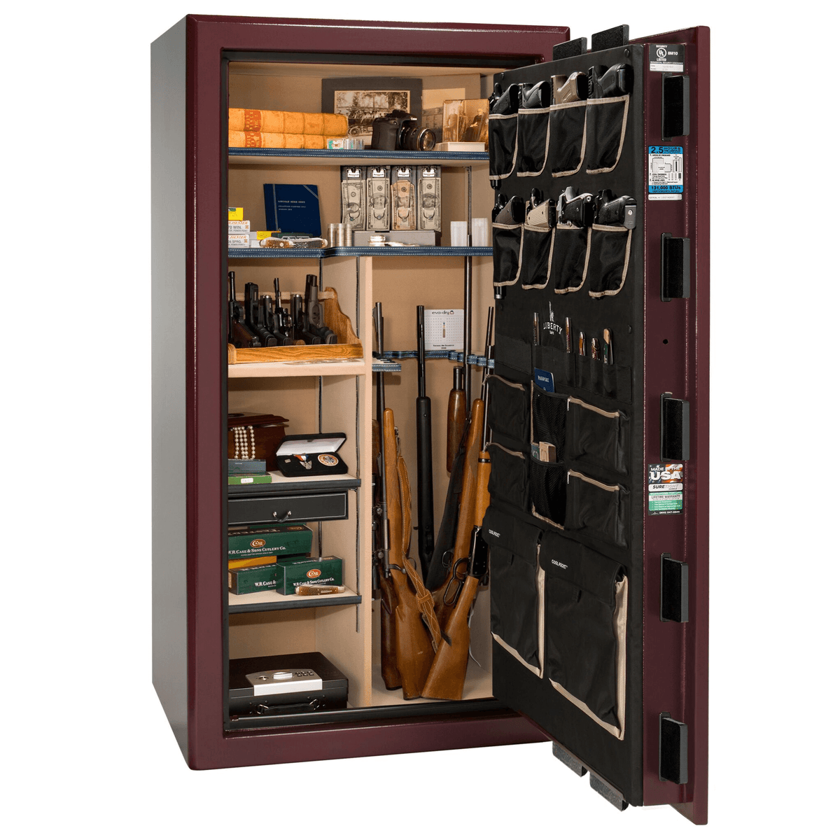 Presidential Series | Level 8 Security | 2.5 Hours Fire Protection | 40 | Dimensions: 66.5&quot;(H) x 36.25&quot;(W) x 32&quot;(D) | Burgundy Marble | Gold Hardware | Electronic Lock